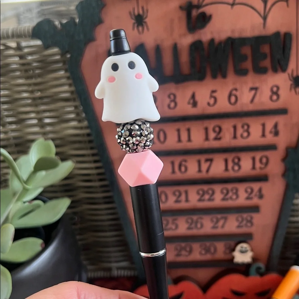 Cute Ghost Themed Pen with Pink Accent